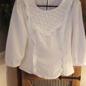 Off white ruffled front shirt
